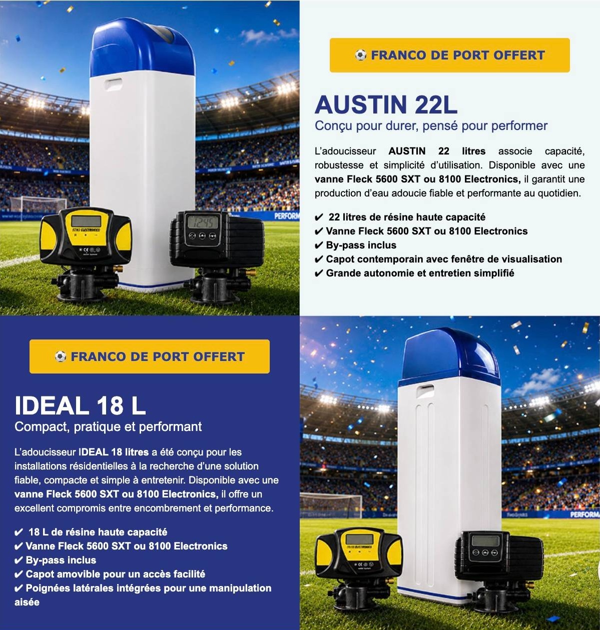 Austin 22L et Ideal 18L &ndash; Franco de port offert pendant la phase de groupes