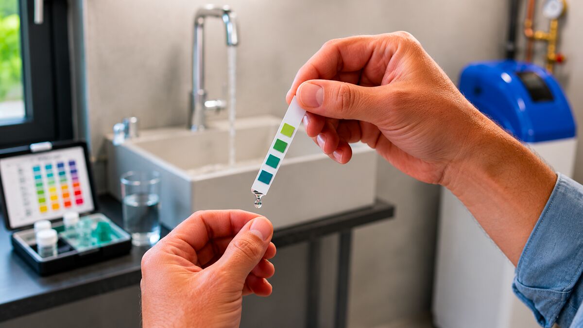 Test bandelette de dureté de l'eau – vérification de l'efficacité de l'adoucisseur