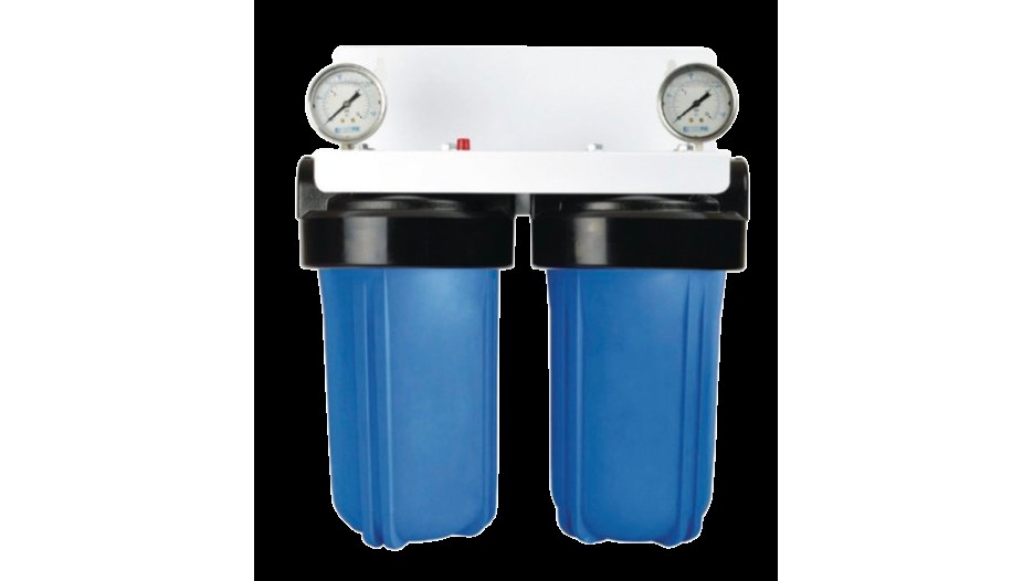 Porte-filtres Big Blue double avec manomètres pour cartouches grand débit