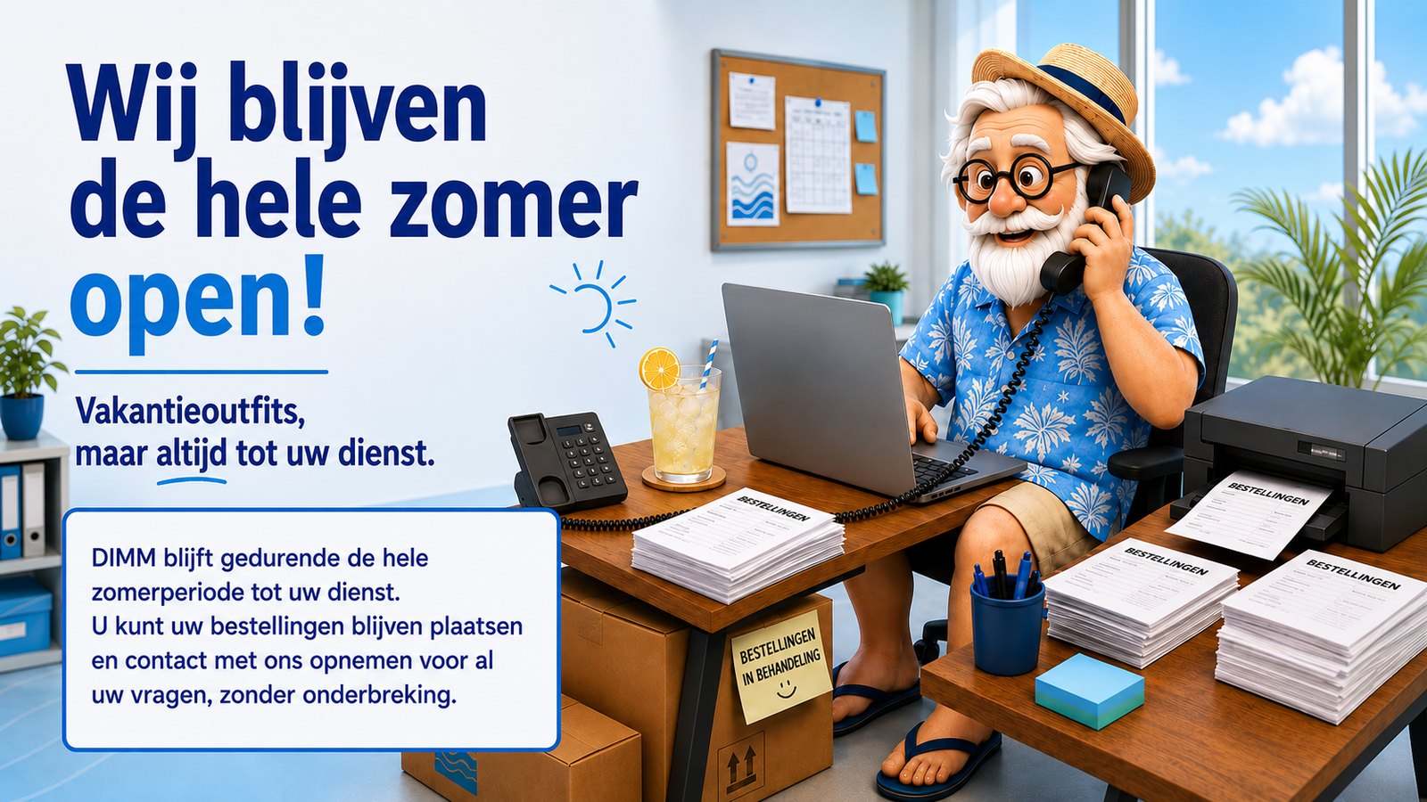 DIMM blijft de hele zomer open — team paraat in vakantie-outfit